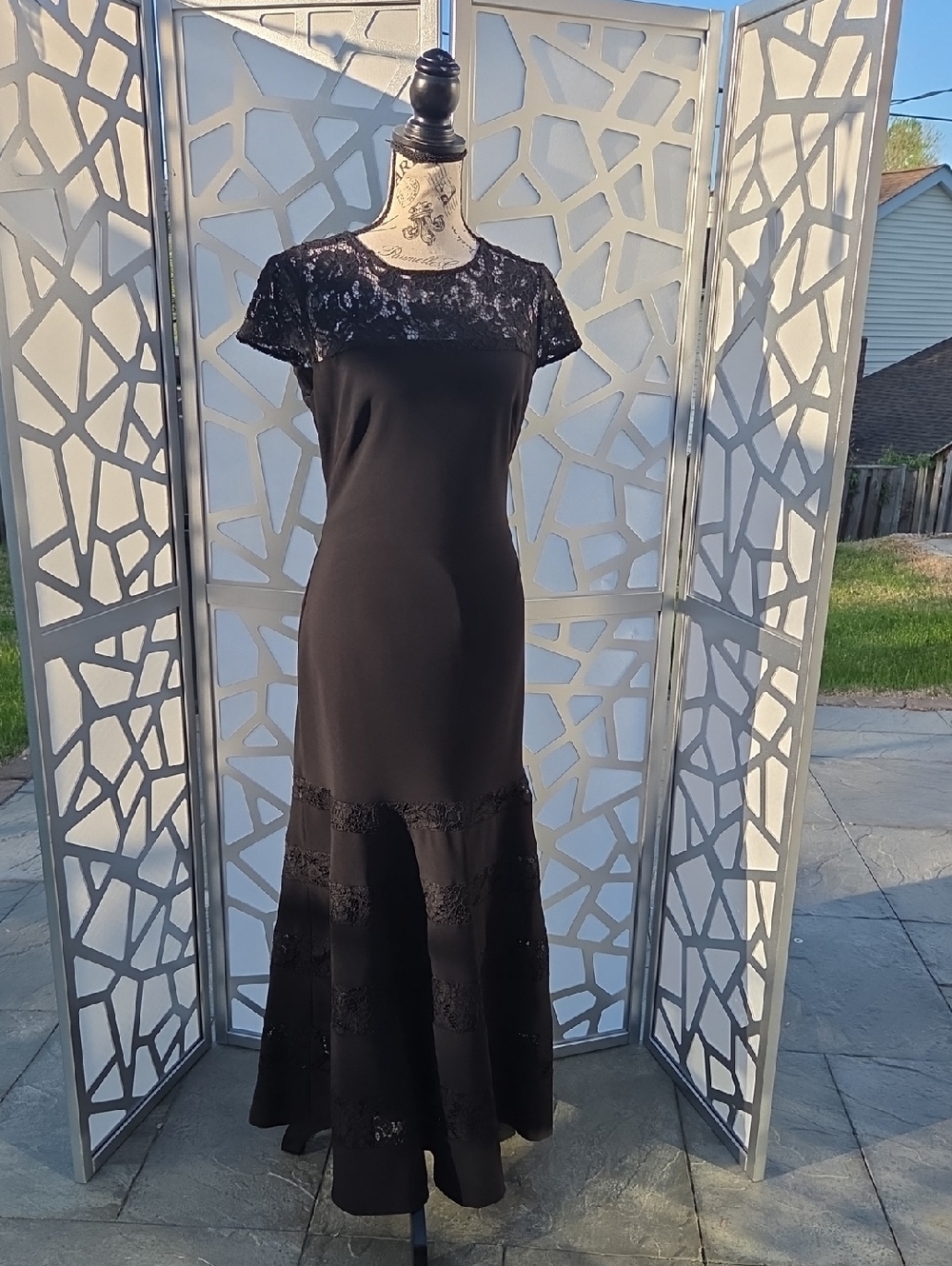 Lauren Ralph Lauren Black Lace-Trim Maxi Dress